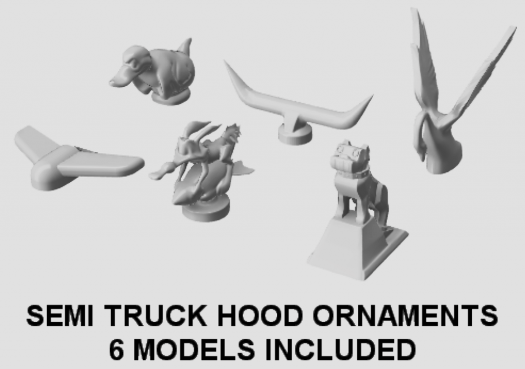 Semi Truck Hood Ornament Set